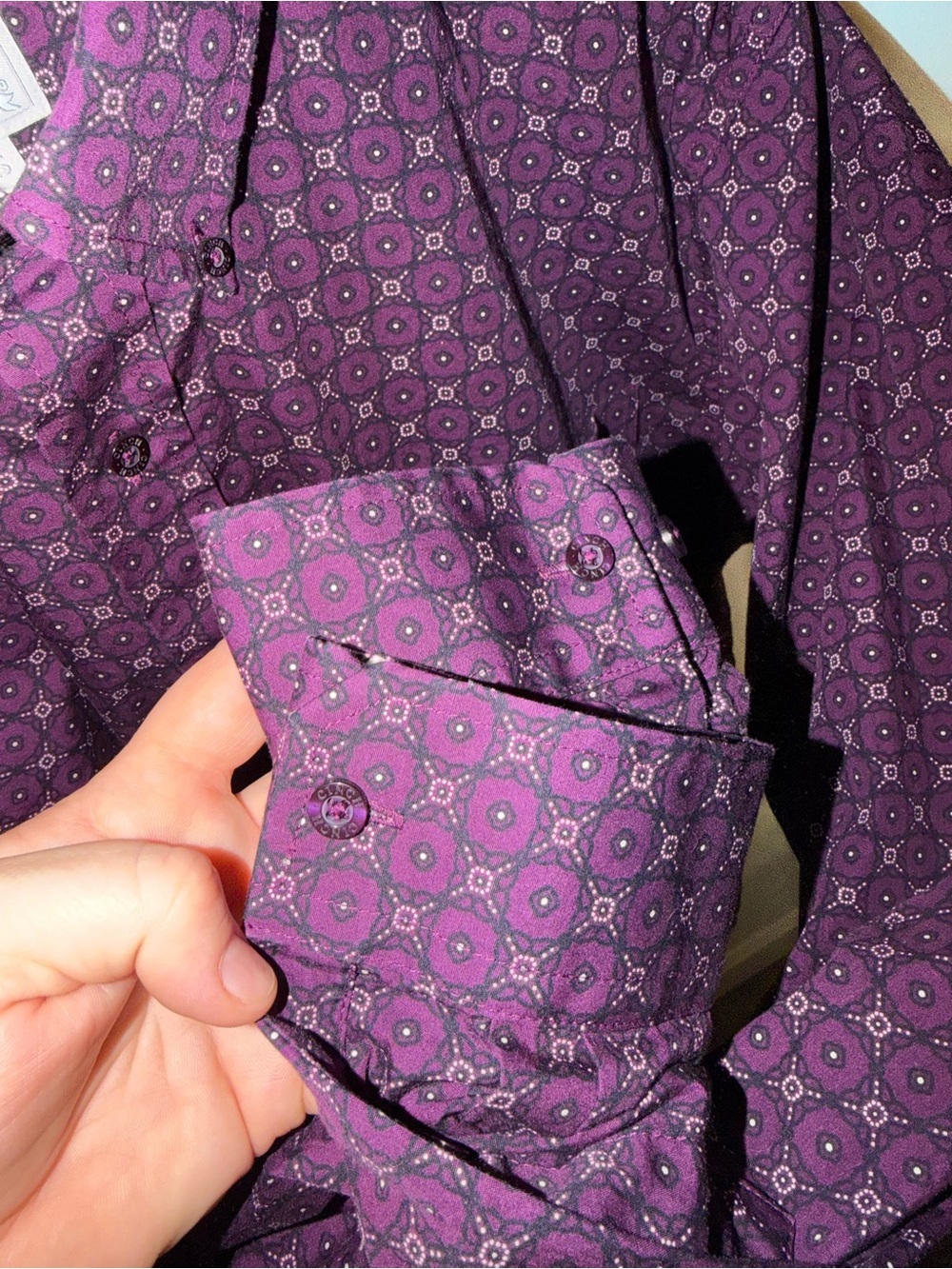 Cinch Men's Purple Geometric Long-Sleeve Button-Up Shirt - Picture 5 of 5
